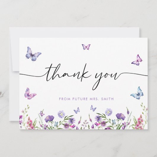 Moderne Vlinders Bruidsfeest Welkomstbord Bedankkaart (Voorkant)