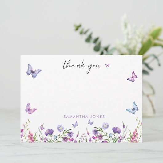 Moderne Vlinders Bruidsfeest Welkomstbord Bedankkaart (Staand voorkant)