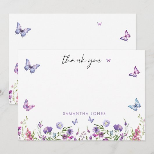 Moderne Vlinders Bruidsfeest Welkomstbord Bedankkaart (Voorkant / Achterkant)