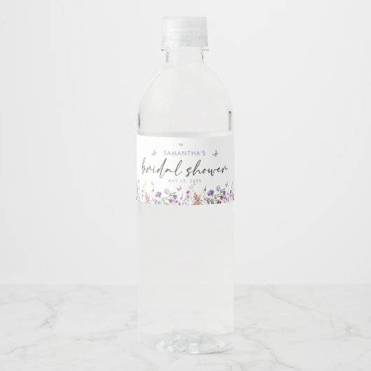 Moderne Vlinders Bruidsfeest Welkomstbord Waterfles Etiket (Voorkant)