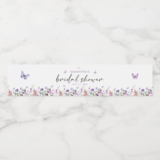 Moderne Vlinders Bruidsfeest Welkomstbord Waterfles Etiket (Enkel label)