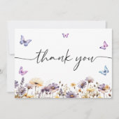 Moderne Vlinders Bruiloftsdouche met Bloemen Bedankkaart (Voorkant)
