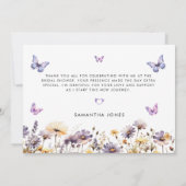 Moderne Vlinders Bruiloftsdouche met Bloemen Bedankkaart (Achterkant)