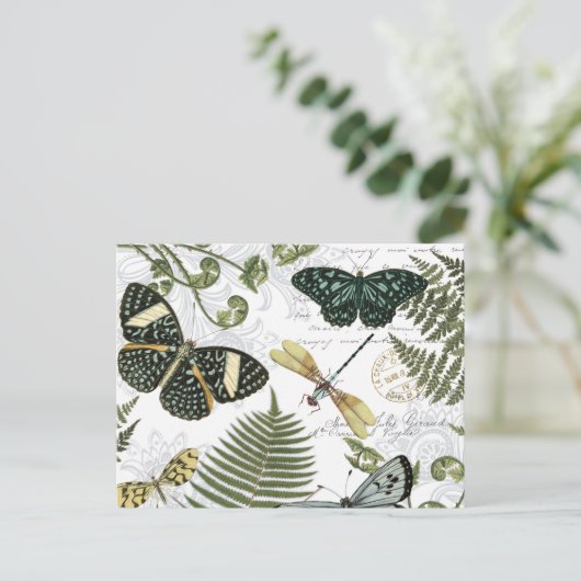 moderne  vlinders en libellen briefkaart (Staand voorkant)