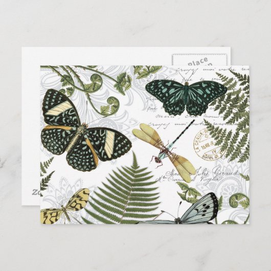 moderne  vlinders en libellen briefkaart (Voorkant / Achterkant)