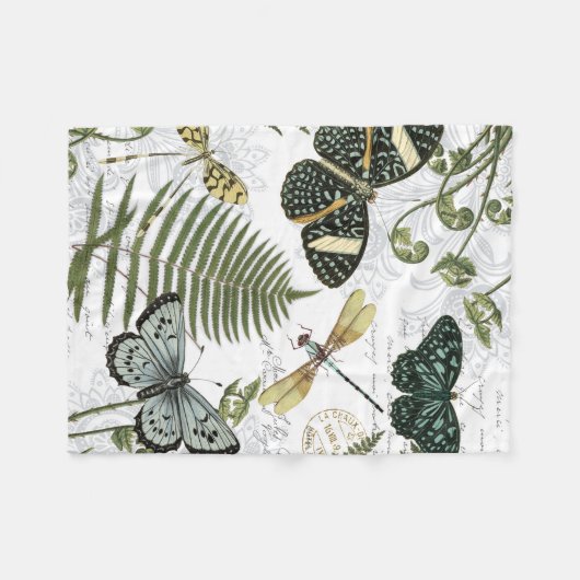 moderne vlinders en libellen fleece deken (Voorkant (Horizontaal))