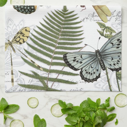 moderne vlinders en libellen theedoek (Gevouwen)