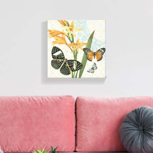 Moderne  vlinders gestrekte canvas afdruk (Insitu (Woonkamer))