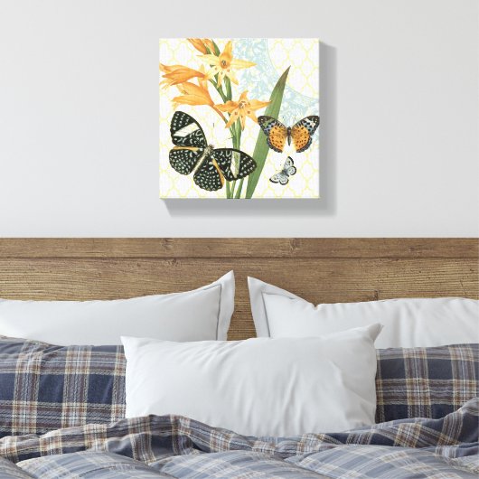 Moderne  vlinders gestrekte canvas afdruk (Insitu (Slaapkamer))