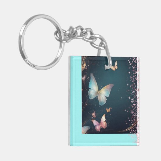 Moderne Vlinders & Glitter Acryl Sleutelhanger (Voorkant Links)