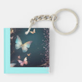 Moderne Vlinders & Glitter Acryl Sleutelhanger (Achterkant)