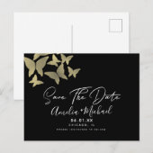 Moderne Vlinders Nep Goud Save the Date Briefkaart (Voorkant / Achterkant)