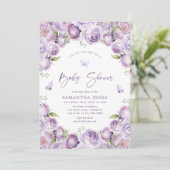 Moderne vlinders Paarse Baby shower Kaart (Staand voorkant)