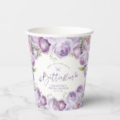 Moderne Vlinders Paarse Bloem Bruids Bruiloft Pap Papieren Bekers (Voorkant)