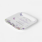 Moderne Vlinders Paarse Bloemige Bruidsdouche Papieren Bordje (Gebogen)