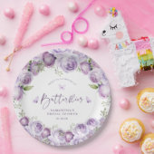 Moderne Vlinders Paarse Bloemige Bruiloft Feest Papieren Bordje (Feest)