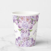 Moderne Vlinders Paarse Bloemige Bruiloftsshower P Papieren Bekers (Rechts)