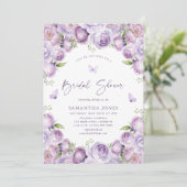 Moderne vlinders Paarse Vrijgezellenfeest Kaart (Staand voorkant)