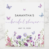 Moderne vlinders Paarse Vrijgezellenfeest Wijn Etiket (Enkel label)