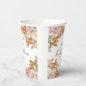 Moderne Vlinders Roze Pioenrozen Bruidsdouche Papieren Bekers (Links)