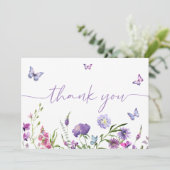 Moderne vlinders Vrijgezellenfeest Bloemen Bedankkaart (Staand voorkant)