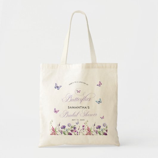 Moderne Vlinders Wilde Bloemen Bruidsfeestje Tote Bag (Voorkant)
