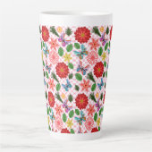 Moderne Vlindertuin Bloem Latte Mok (Voorkant)