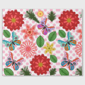 Moderne Vlindertuin Bloem Lentetuin Cadeaupapier (Vlak)