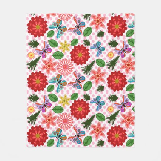 Moderne Vlindertuin Bloem Lentetuin  Fleece Deken (Voorkant)