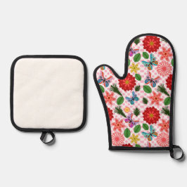 Moderne Vlindertuin Bloem Lentetuin  Ovenwant & Pannenlap Set