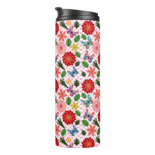 Moderne Vlindertuin Bloem Thermosbeker (Geroteerd rechts)