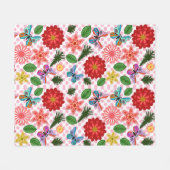 Moderne Vlindertuin Bloemstuk  Fleece Deken (Voorkant (Horizontaal))