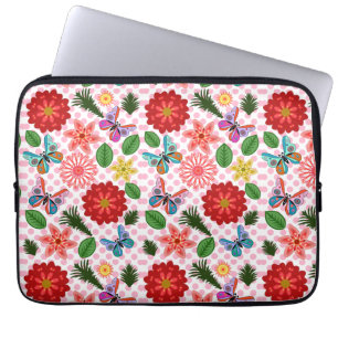 Moderne Vlindertuin Bloemstuk  Laptop Sleeve