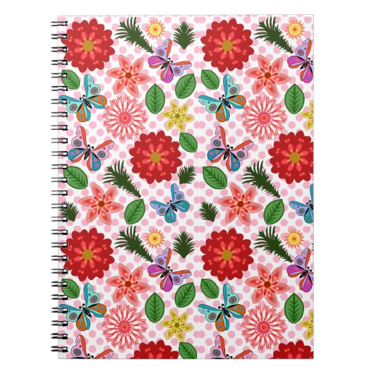 Moderne Vlindertuin Bloemstuk  Notitieboek (Voorkant)