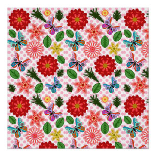 Moderne Vlindertuin Bloemstuk  Perfect Poster