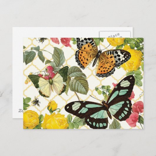 moderne vlindertuin briefkaart (Voorkant / Achterkant)