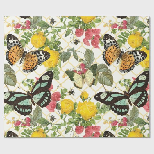 moderne vlindertuin cadeaupapier (Vlak)