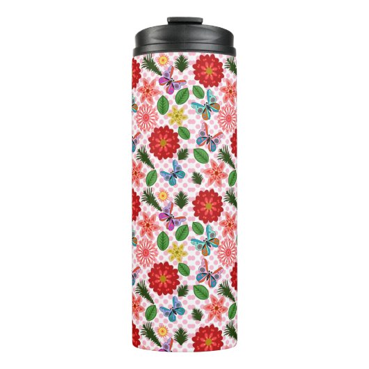 Moderne Vlindertuin Lente Bloemstuk  Thermosbeker (Voorkant)