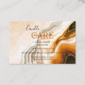 Moderne vloeibare goud- en bruine kaarszorg visitekaartje (Achterkant)