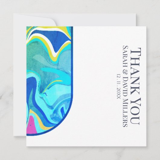 Moderne Vloeibare Grunge Levendige Bruiloft Bedankkaart (Voorkant)