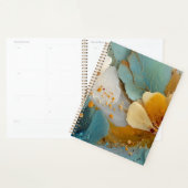 Moderne vloeiende abstracte turkooizen gouden bell planner (Display)