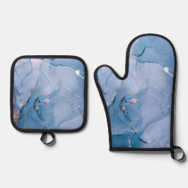 Moderne vloeiende kunst ovenwant & pannenlap set