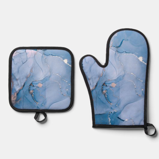 Moderne vloeiende kunst ovenwant & pannenlap set (Voorkant)