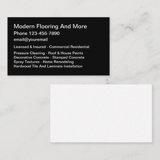 Moderne vloerbedekking en oppervlakken visitekaartje (Voorkant / Achterkant)