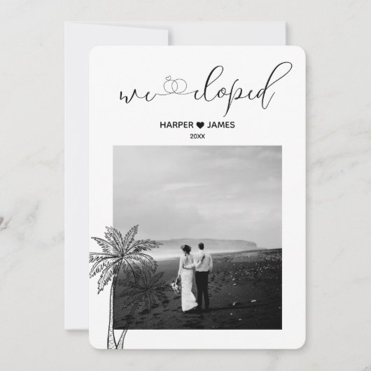 Moderne Vlucht Aankondiging | Strandtrouwfeest (Voorkant)