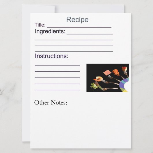 Moderne voeding op vorken Ontvang Sjabloon Kaart (Achterkant)