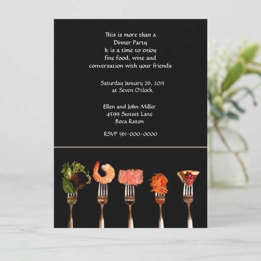 Moderne voeding op vorken - uitnodiging voor binne (Staand voorkant)
