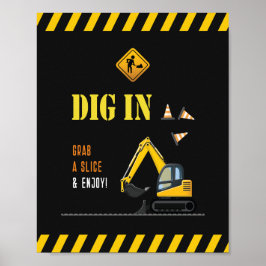 Moderne voedselsignalen Gele bouwpartij Decor Poster