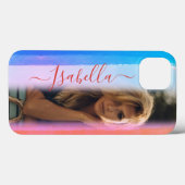 Moderne Voeg je eigen Waterverf Fotoaangepaste naa Case-Mate iPhone Case (Achterkant (horizontaal))