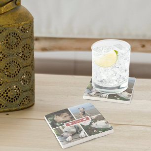 Moderne Voeg je foto collage toe Stenen Onderzetter